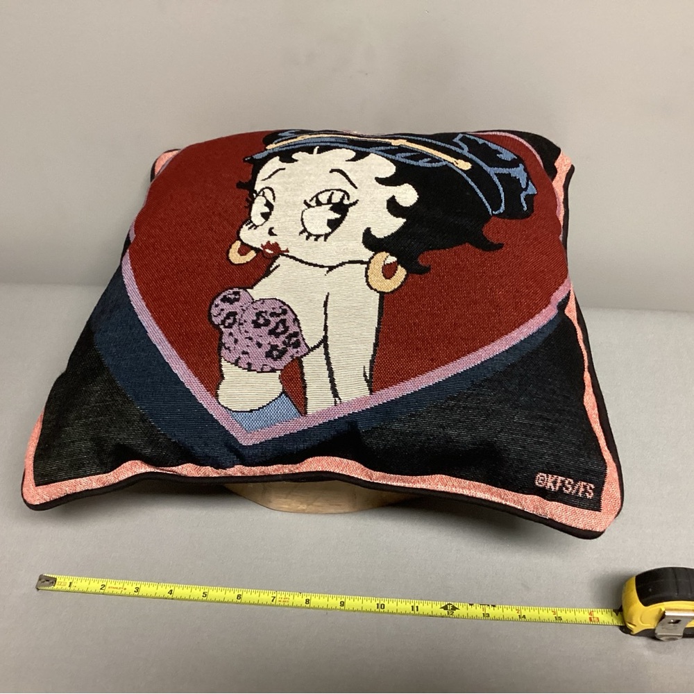 🔴 Vintage - New - Betty Boop Biker Tapestry Woven Pillow - Collectible - Rare - Picture 9 of 10